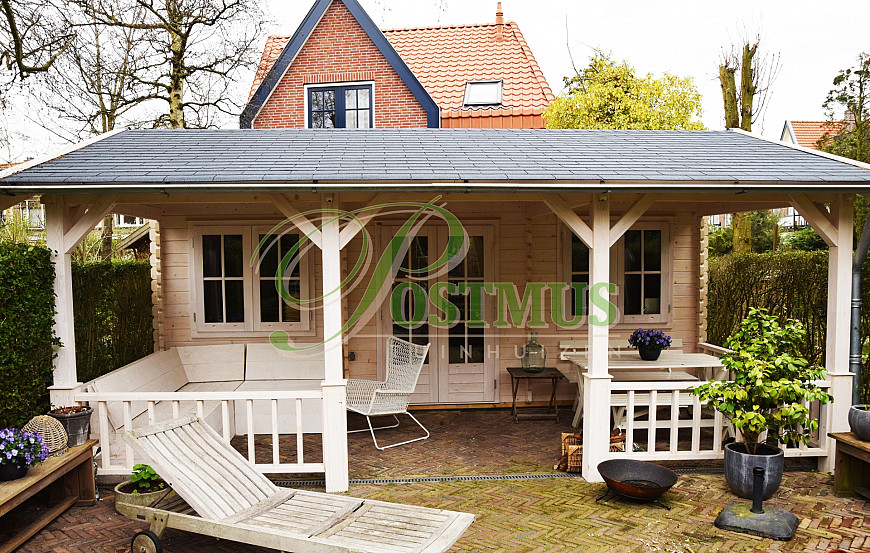 Bouwen Generator kogel Blokhut met veranda | Postmus Tuinhuizen